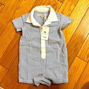 Hope & henry Layette Baby Boy Woven Short Sleeves romper.